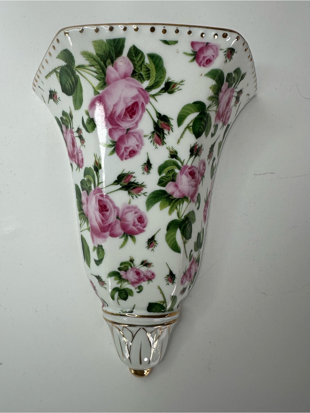 Vintage Jubilee June Rose Pink Chintz Wall Pocket